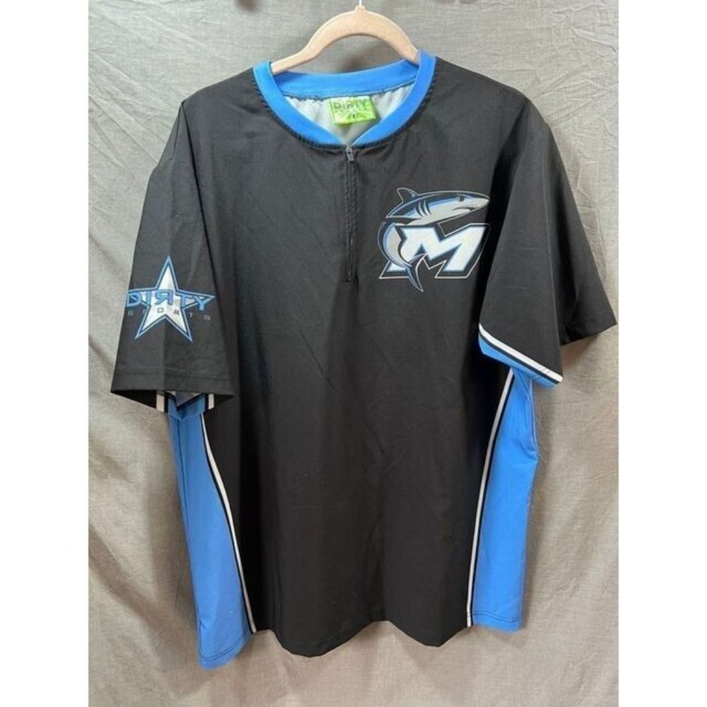 Florida Makos Shirt Adult Extra‎ Large Black Blue Short Sleeve Pullover Tee Mens